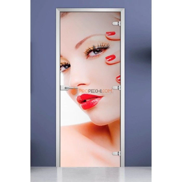 Стеклянная межкомнатная дверь DoorWood с фотопечатью Woman-16, 2000х700 мм