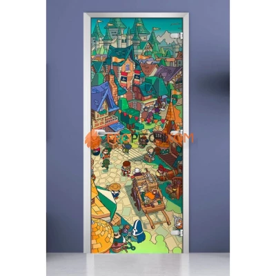 Стеклянная межкомнатная дверь DoorWood с фотопечатью Kids-18, 2000х800 мм