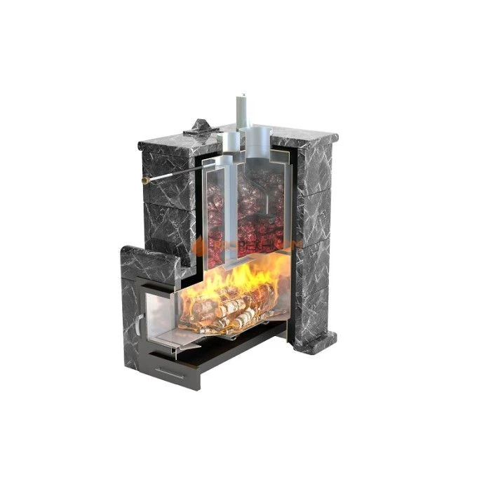 Дровяная печь для бани ИзиСтим Анапа в полноценном кожухе с открытым верхом из талькохлорита