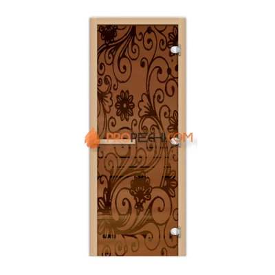 Дверь стеклянная FireWay 1.9х0.7 Гжель Бронза