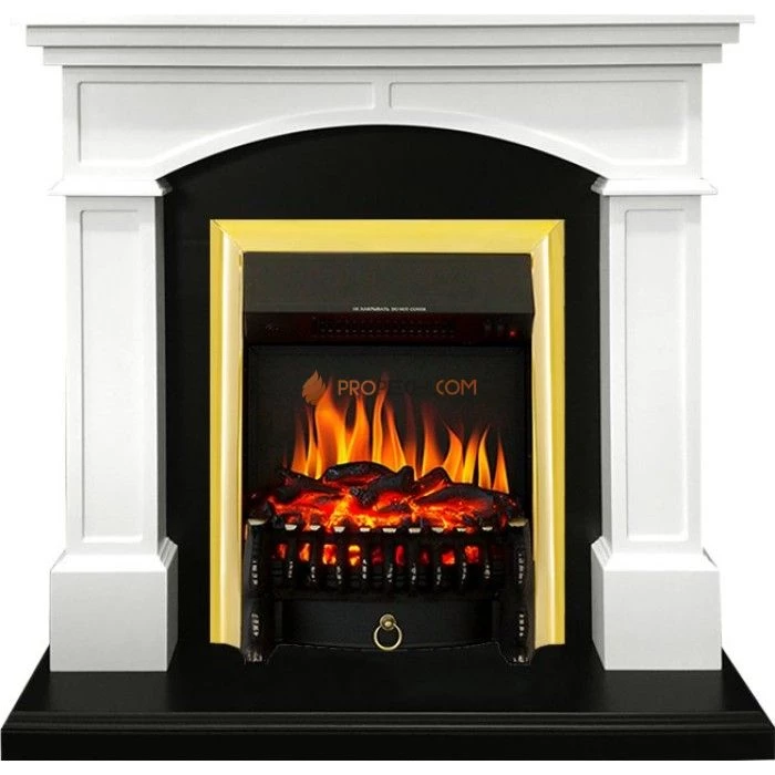Каминокомплект Royal Flame Langford - Белый с черным с очагом Fobos FX Brass