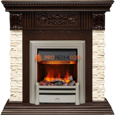 Каминокомплект Dimplex Luxemburg (каменный) - Сланец/Темный дуб с очагом Chesford