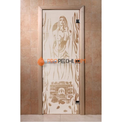 Дверь для бани DoorWood с рисунком Горячий пар Сатин, 2000x700 мм