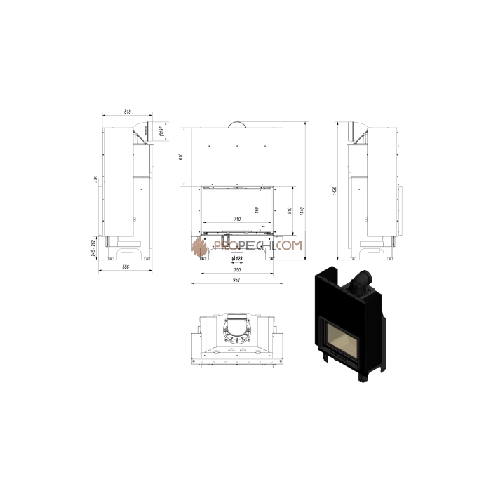 Каминная топка Kratki MBO/G (15 кВт)