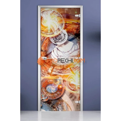Стеклянная межкомнатная дверь DoorWood с фотопечатью Abstraction-18, 2000х600 мм