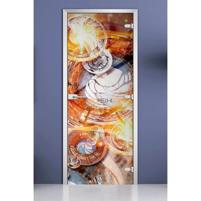 Стеклянная межкомнатная дверь DoorWood с фотопечатью Abstraction-18, 2000х600 мм
