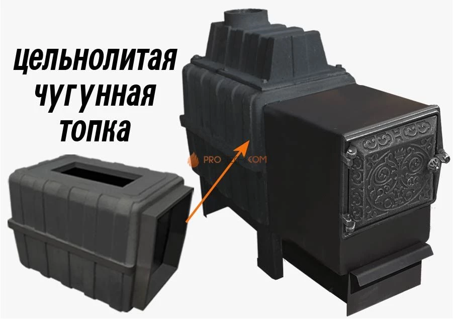 Банная чугунная печь Березка "Воевода" 20 ДТ-3 (под обкладку)