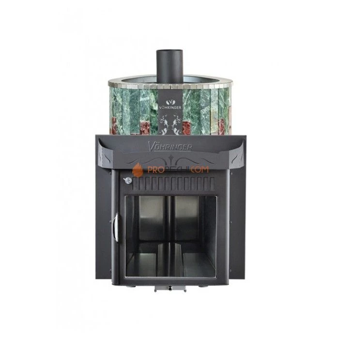 Дровяная печь для сауны Ферингер Макси До 30 м³ - Змеевик + Россо Леванте - обрамление Металл