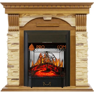 Каминокомплект Royal Flame Dublin - Дуб / Сланец с очагом Majestic FX M Black