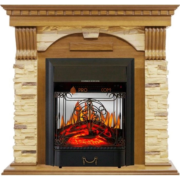 Каминокомплект Royal Flame Dublin - Дуб / Сланец с очагом Majestic FX M Black