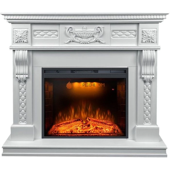 Каминокомплект Royal Flame Corsica - Матовый белый (Высота 1110мм) с Электрическим очагом Royal Flame Emerald 28