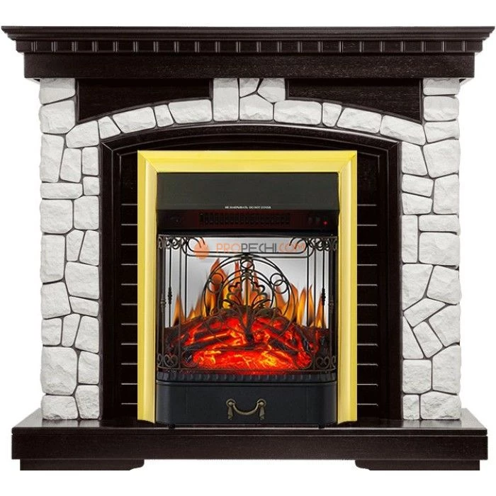 Каминокомплект Royal Flame Glasgow - Венге / Белый с очагом Majestic FX M Brass