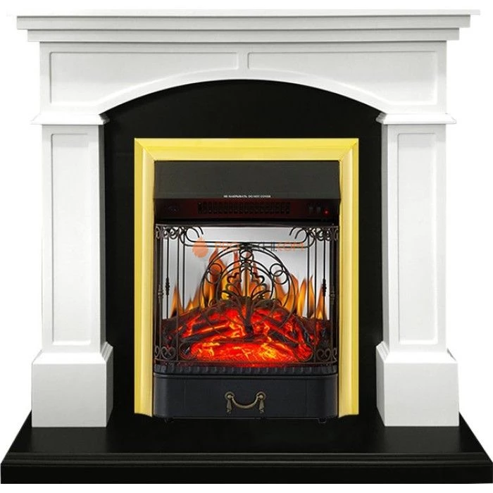 Каминокомплект Royal Flame Langford - Белый с черным с очагом Majestic FX M Brass