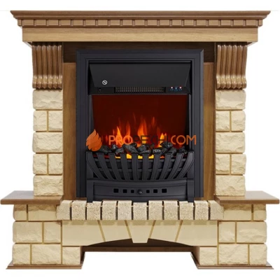 Каминокомплект Royal Flame Pierre Luxe - Дуб / Шампань с очагом Aspen Black