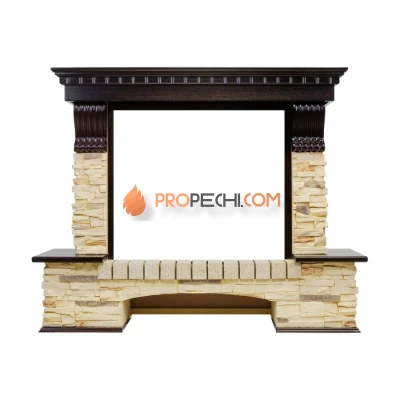 Портал Royal Flame Pierre Luxe угловой - Темный дуб / Сланец (Высота 1045мм)