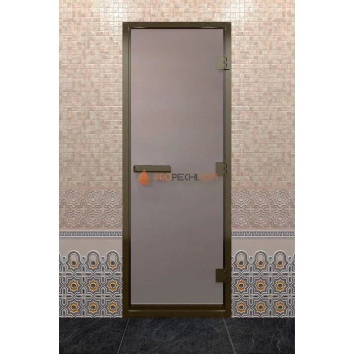 Дверь для хамама DoorWood Бронзовый профиль Сатин, 2100х900 мм