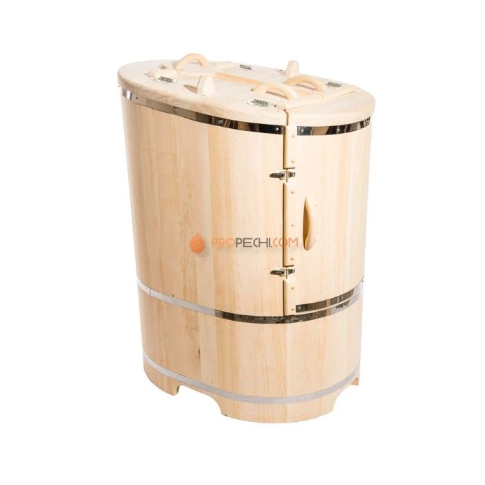 Фитобочка овальная НКЗ PREMIUM из кедра, со скошенной крышкой, 130x78x100 см / 40 мм