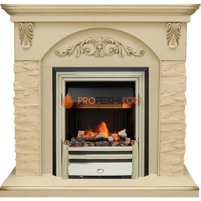 Каминокомплект Dimplex Bern Сланец крупный бежевый / Алебастр темная патина с очагом Cavendish