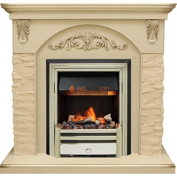 Каминокомплект Dimplex Bern Сланец крупный бежевый / Алебастр темная патина с очагом Cavendish