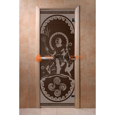 Дверь для бани DoorWood с рисунком Посейдон Черный жемчуг, 2000x800 мм