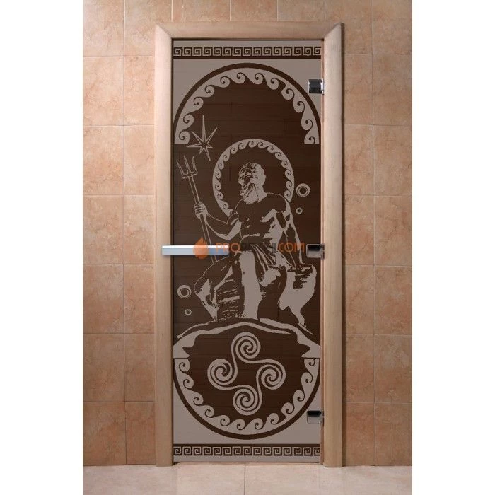 Дверь для бани DoorWood с рисунком Посейдон Черный жемчуг, 2000x800 мм