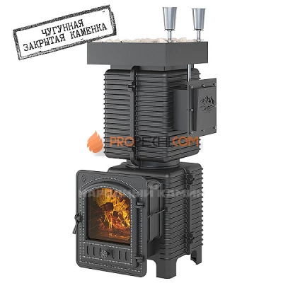Печь для бани Эверест Легкий пар Профи чугунная ЗК (под обкладку)