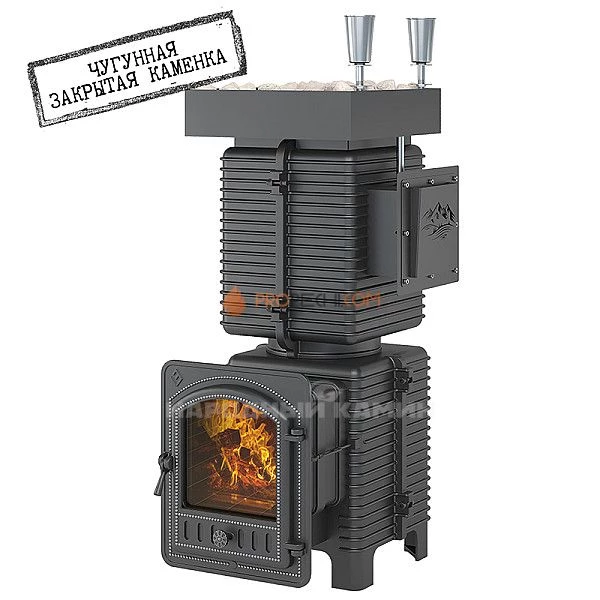 Печь для бани Эверест Легкий пар Профи чугунная ЗК (под обкладку)