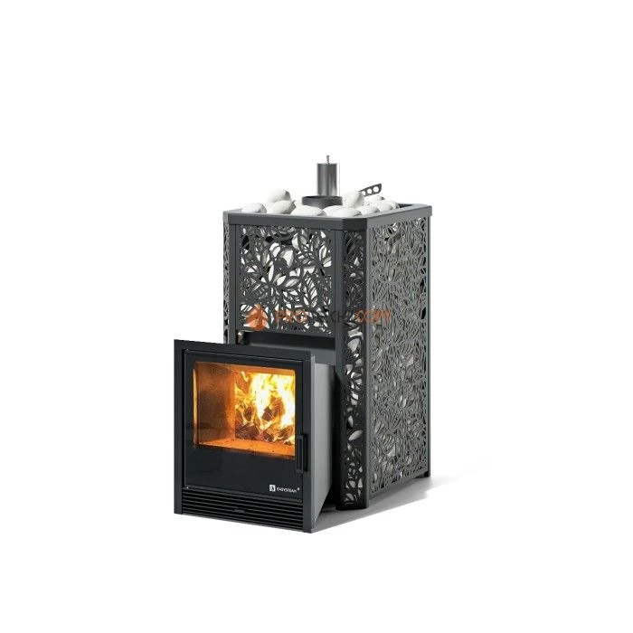 Дровяная печь для бани ИзиСтим Ялта 15/2024 в кожухе Хохлома черный