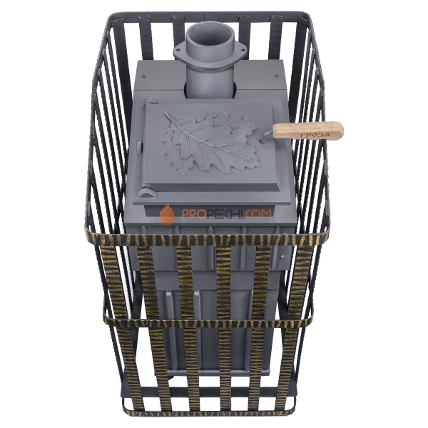 Чугунная банная печь Гроза Ураган 18М в сетке