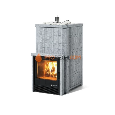 Дровяная печь для бани ИзиСтим Южная 22 с топкой из парной в камне из талькохлорита