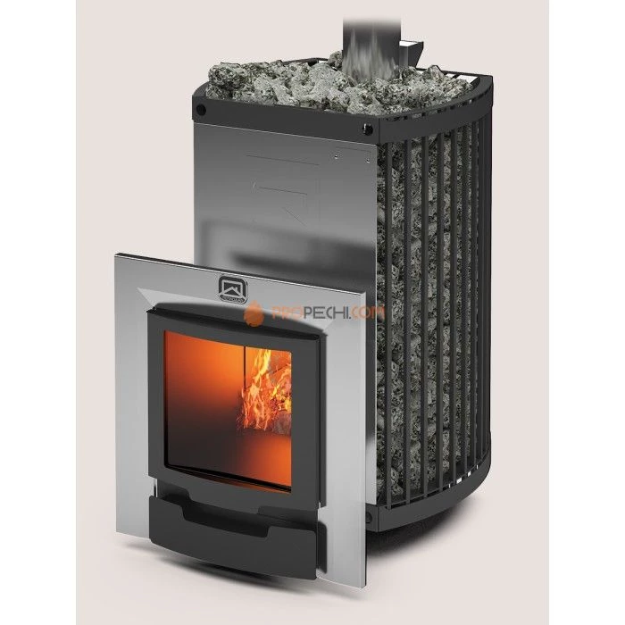 Дровяная печь для бани Теплодар Домна-Сетка-30 ЛК Панорама