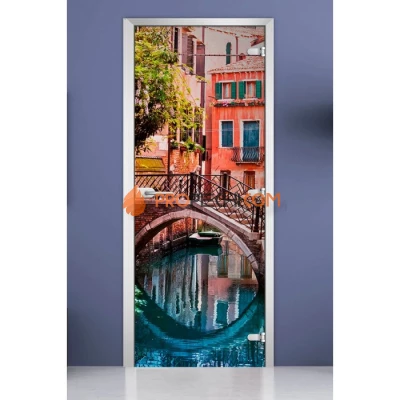 Стеклянная межкомнатная дверь DoorWood с фотопечатью City-18, 2000х800 мм