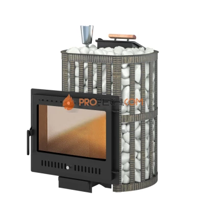 Чугунная печь для бани Везувий Ураган Ковка 16 Панорама М