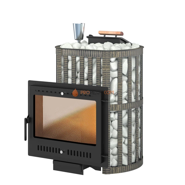 Чугунная печь для бани Везувий Ураган Ковка 16 Панорама М