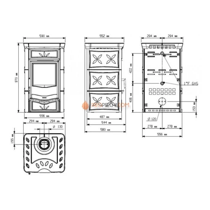 Печь-камин La Nordica Nicoletta Bordeaux