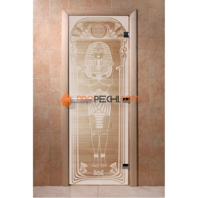 Дверь для бани DoorWood с рисунком Египет Прозрачная, 2000x800 мм