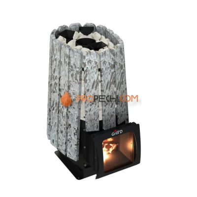 Дровяная банная печь Grill’D Cometa 350 Vega Short Window Max Stone Pro (Серпентинит)
