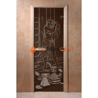 Дверь для бани DoorWood с рисунком Дженифер Черный жемчуг, 1900x700 мм