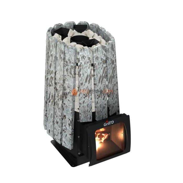 Дровяная банная печь Grill’D Cometa 350 Vega Short Window Max Stone Pro (Серпентинит)