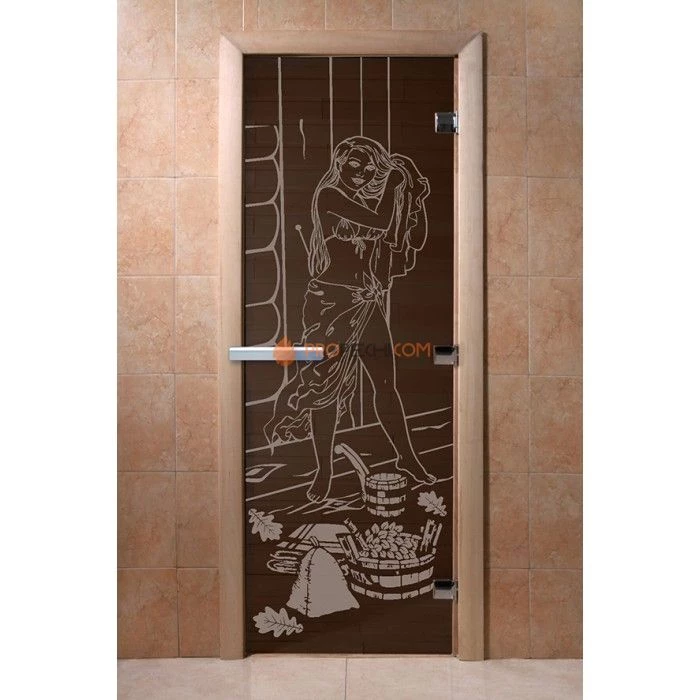 Дверь для бани DoorWood с рисунком Дженифер Черный жемчуг, 1900x700 мм