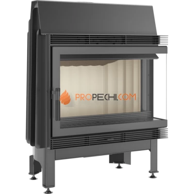 Каминная топка стальная Kratki Blanka 670/570/P/BS (угловое стекло справа) (12 кВт)