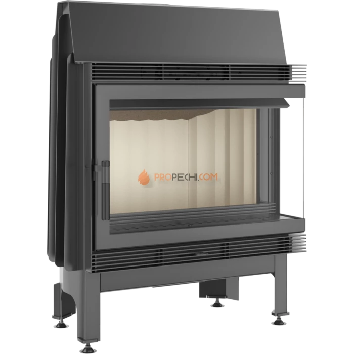 Каминная топка стальная Kratki Blanka 670/570/P/BS (угловое стекло справа) (12 кВт)