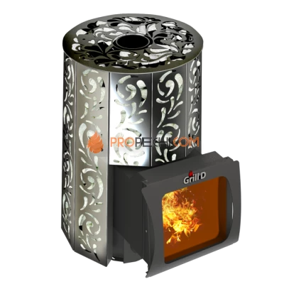 Дровяная банная печь Grill’D Violet Short Window Max Pro (Камень колотый, 100 кг)