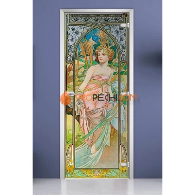 Стеклянная межкомнатная дверь DoorWood с фотопечатью Painting-13, 2000х800 мм