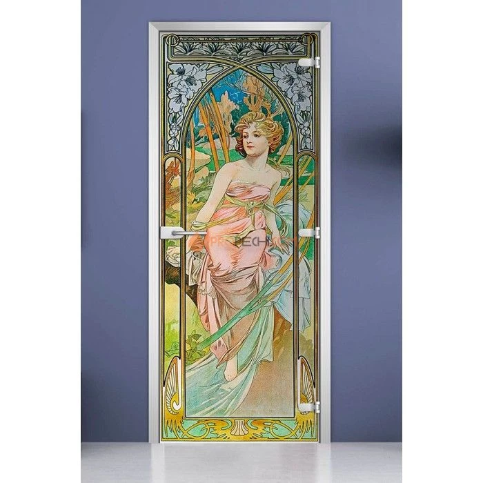 Стеклянная межкомнатная дверь DoorWood с фотопечатью Painting-13, 2000х800 мм