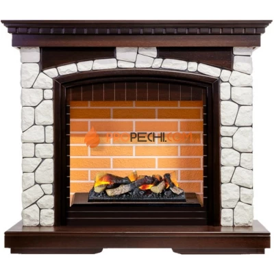 Каминокомплект Dimplex Glasgow - Темный дуб/Белый (Высота 1080 мм) с очагом Cassette 400 LNH-INT (с дровами)