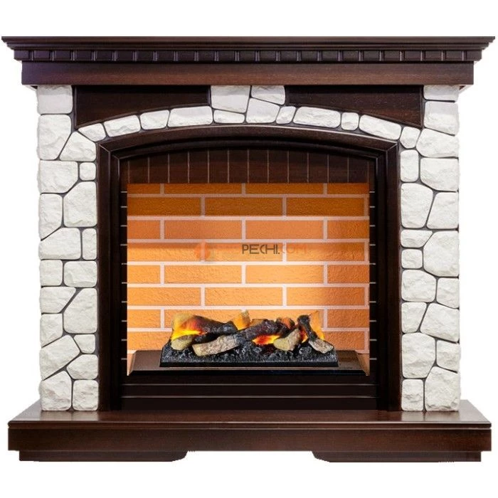 Каминокомплект Dimplex Glasgow - Темный дуб/Белый (Высота 1080 мм) с очагом Cassette 400 LNH-INT (с дровами)