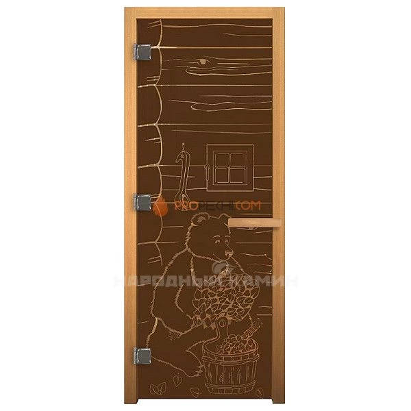 Дверь для бани Литком "Мишка" бронза, левая