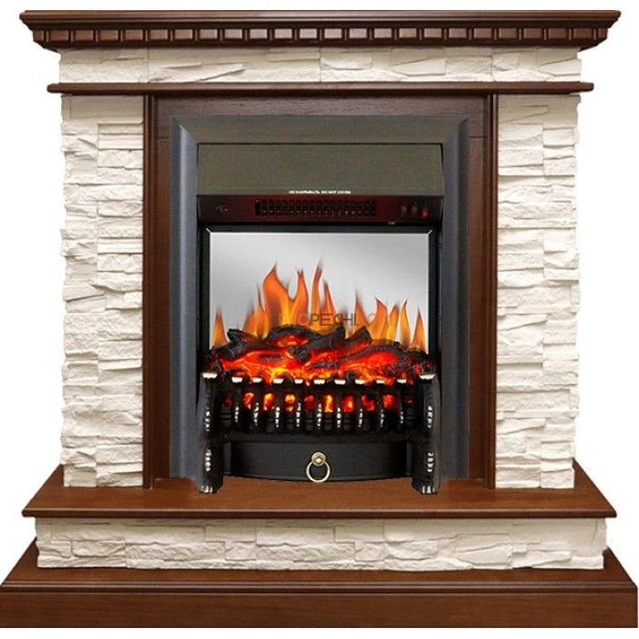 Каминокомплект Royal Flame Calgary - Дуб / Сланец белый с очагом Fobos FX M Black