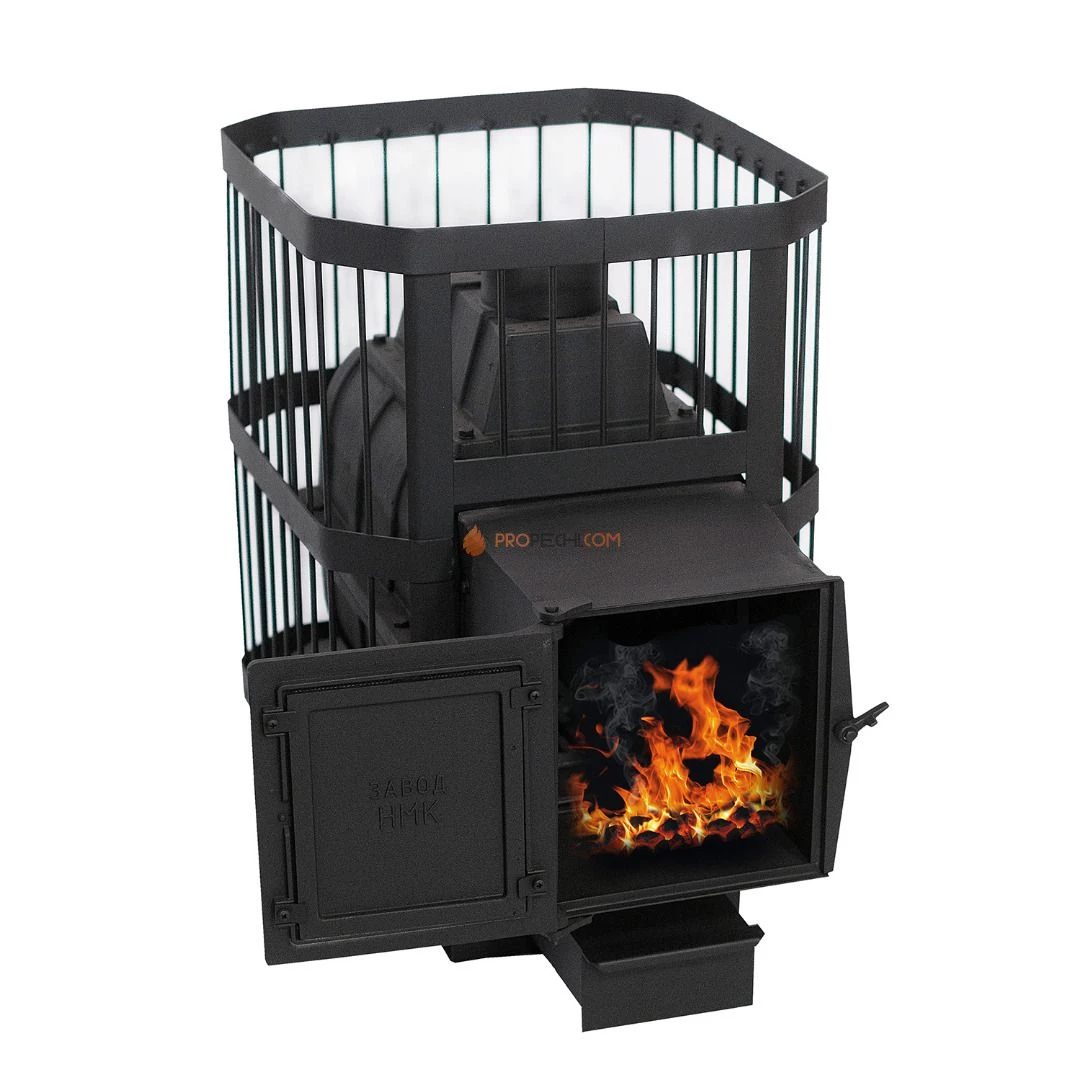 Чугунная банная печь "Сибирь-24" с универсальной чугунной топочной дверцей